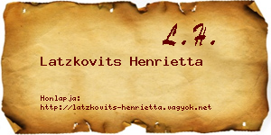 Latzkovits Henrietta névjegykártya
